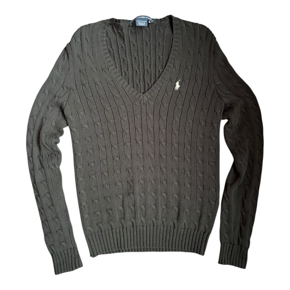 Ralph Lauren Sport Cabled Cotton V-Neck Sweater Hong Kong Women’s Size L - Picture 8 of 8